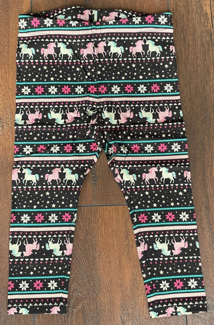 Jumping Beans Toddler Leggings, Girls 2T, Holiday Unicorn Black Pink